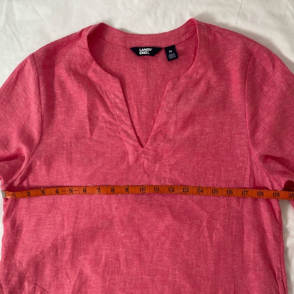 Lands' End Vibrant Pink Linen Blend Blouse, Size XS - Picture 5 of 8